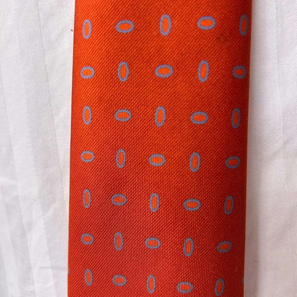 🟠 Vintage Seaward & Stearn London Silk Tie | Orange & Blue
